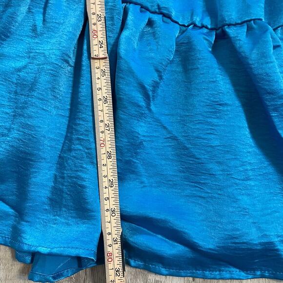 Steve Madden Prairie Dreams Satin Dress Size Medium Aruba Blue - Picture 4 of 12
